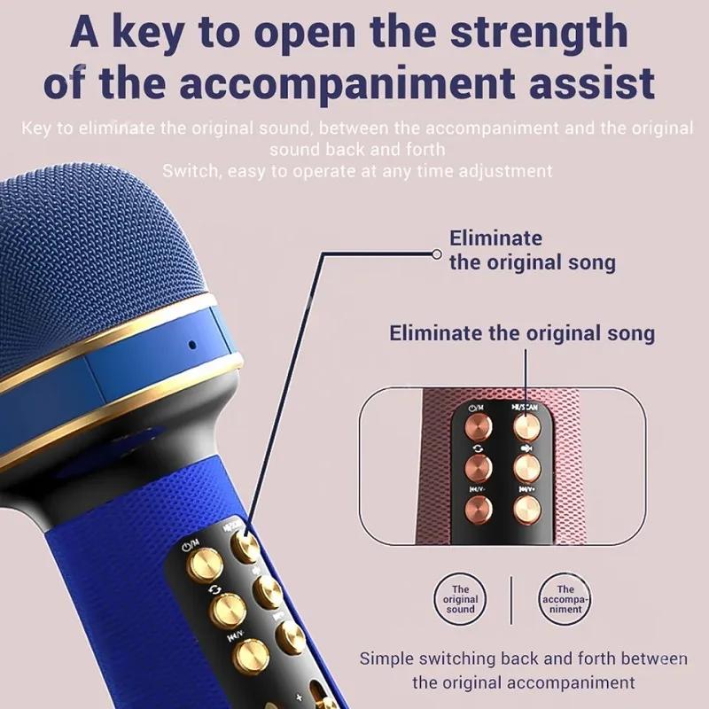 High-quality Wireless Bluetooth External Microphone, A Karaoke and Live Streaming Speaker Microphone with English Voice Prompts