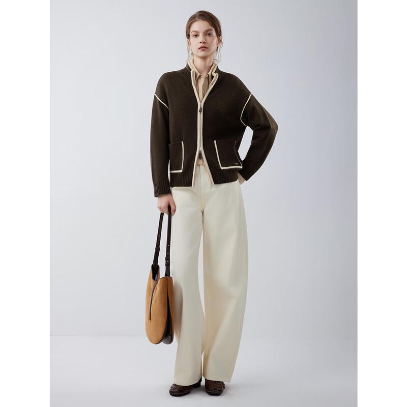 ELLE Women's Vintage Color-Block Wool Blend Knit Cardigan