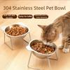 Stainless Steel Elevated Pet Bowl Set - Adjustable Neck-Health Feeding Stand with Non-Slip Base for Cats & Dogs (Food & Water Bowl Included)