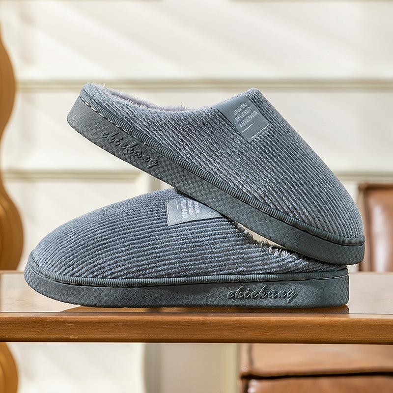 Autumn and winter couple cotton slippers winter indoor lightweight thick-soled warm home fluffy slippers shoes