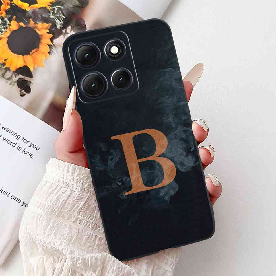 Hot For Motorola Moto G86 5G Case Crown Letters A-Z Soft Silicone Black TPU Cover For MOTO G86 XT2527-2 6.67" Protective Shell