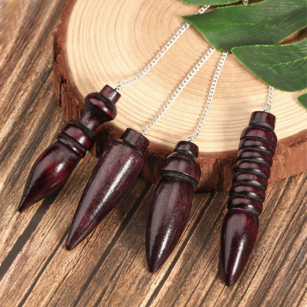 Wooden Reiki Pendulum Pendant Amulet Reiki Spiritual Pendulo Portable Round Cone Pattern