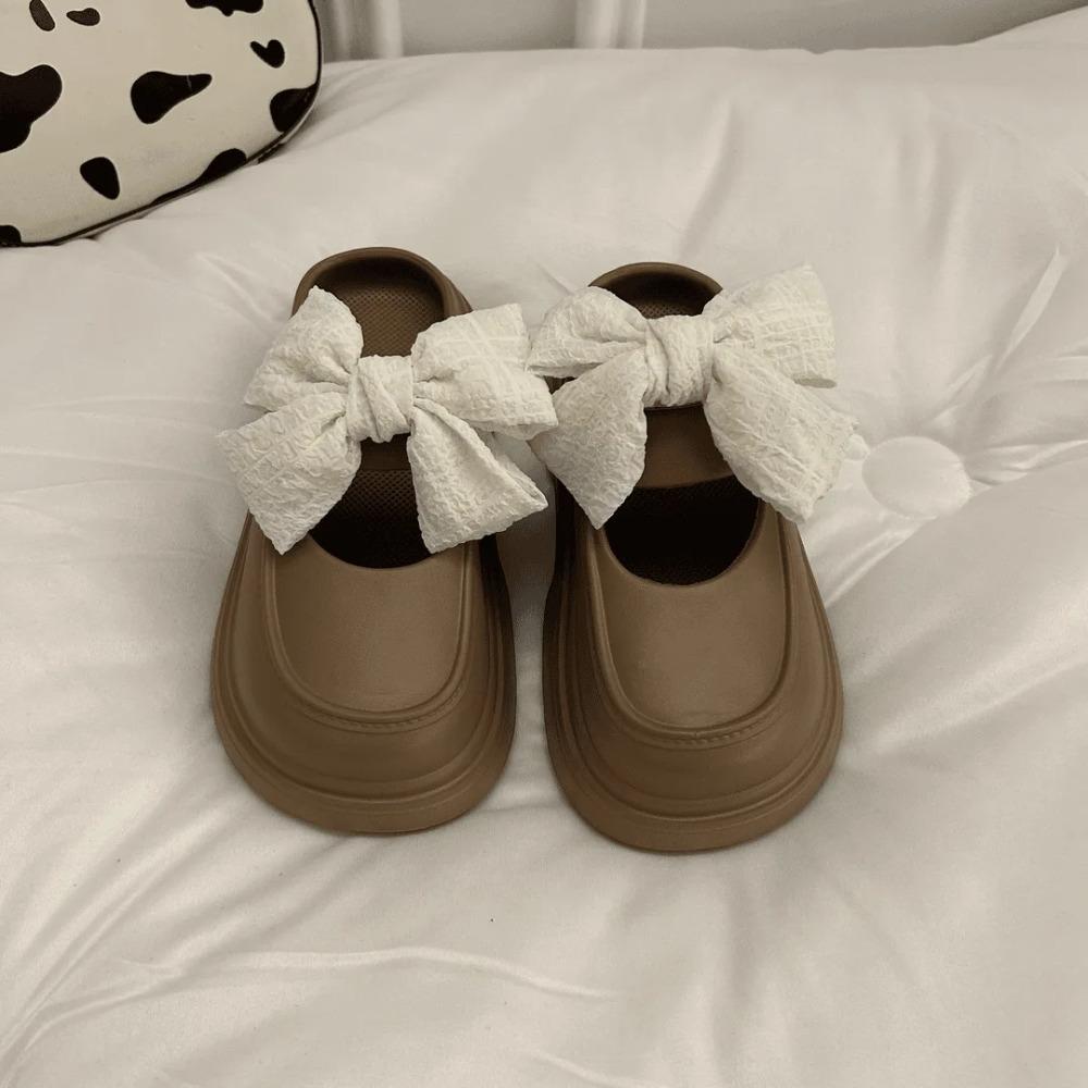 Anti Slip Hollow Sandals Bow Slippers Girls Cute Thick Soled Slippers  Girls