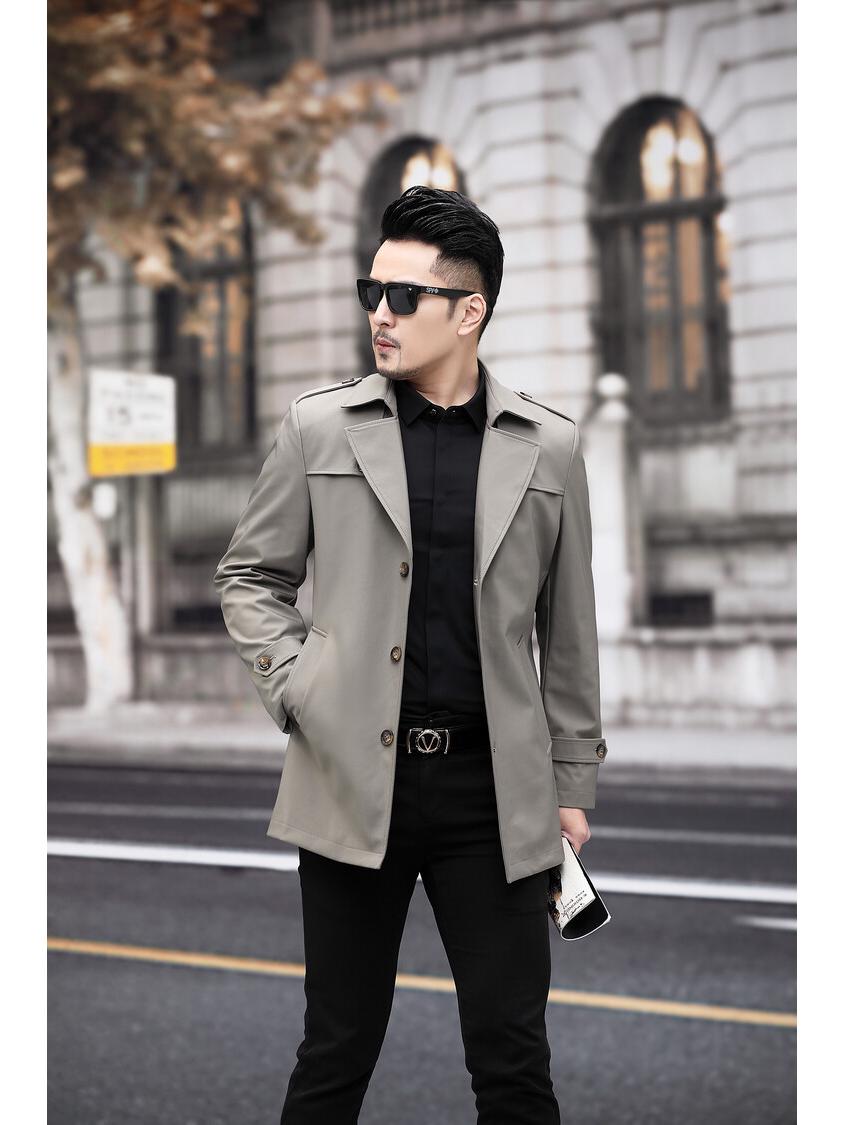 

2025 Men s Business Casual Trench Coat: Stylish Spring & Autumn Outerwear for Middle-Aged and Young Men XXL хаки