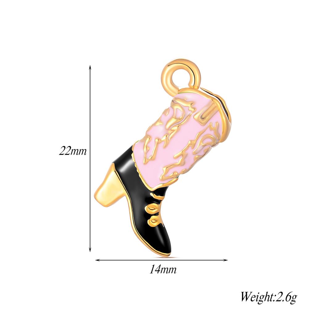 4Pcs Enamel Women Boot High heels Charms Stainless Steel Pendant for DIY Jewelry Making Accessories