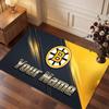 Boston Bruins Personalized Crystal Velvet Carpet, Customized Name Text Soft Anti‑Slip Rug for Living Room Bedroom