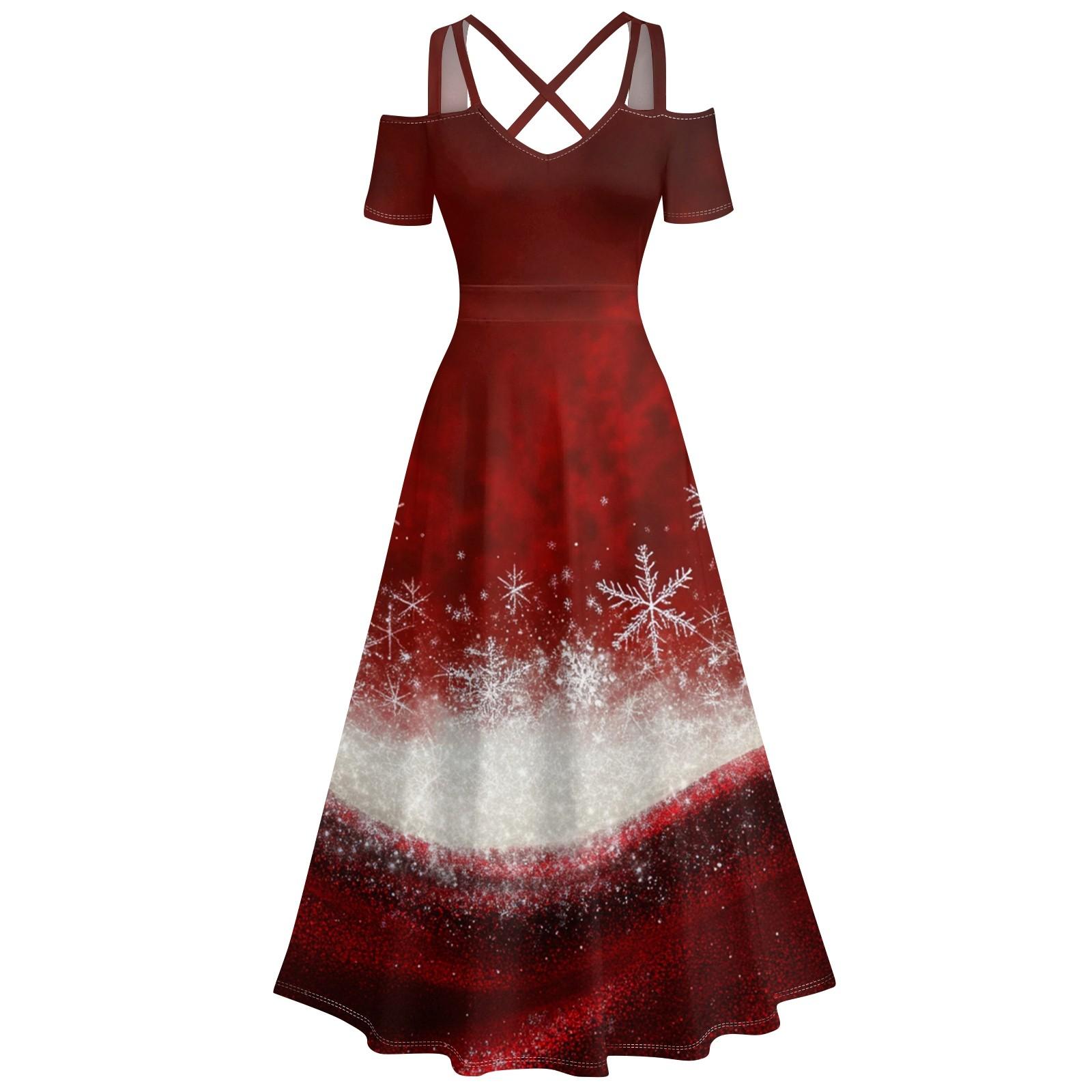 

Жіноча повсякденна та модна сексуальна ретро-сукня на підтяжках з великим розмахом XXXL винний