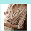 Chemise rayée à manches longues pour femme avec tissu contrastant pour un look de bureau élégant