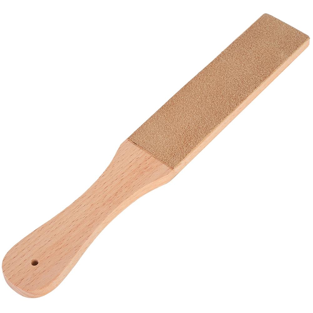 Leather Sharpening Strop Wood Handle Double Sided Home Sharpening Tool 28 X 4 X 15.5cm