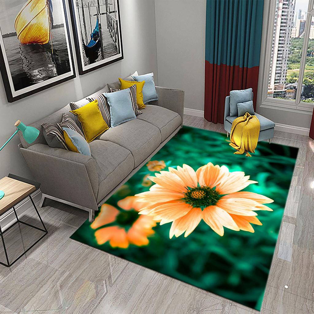 3D bunter frischer Blumen Teppich für Küchenteppich mit romantischem floralem Wohnzimmer Badezimmer Boden Teppich Mädchen Schlafzimmer Teppich Dekoration