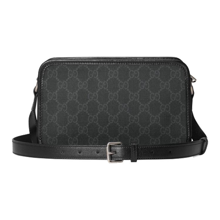 Gucci Kanvas Deri Omuz Çantası, Çapraz Askılı Çanta Mini Erkek Siyah
