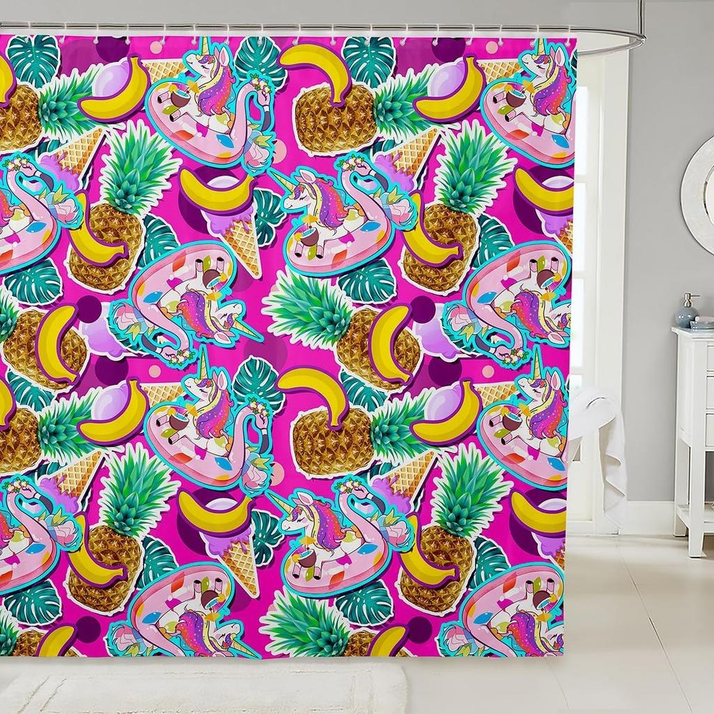 Lobster Shower Curtain Nautical Bathroom Shower Curtain Sets Retro Cartoon Ocean Stripes Marine Life Sea Wild Animals Fabric