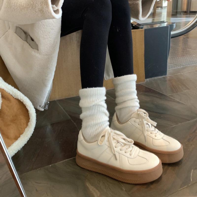 

Sheepskin version~ thick-soled leather heightening sports dad shoes women s new little white shoes versatile casual board shoes 40