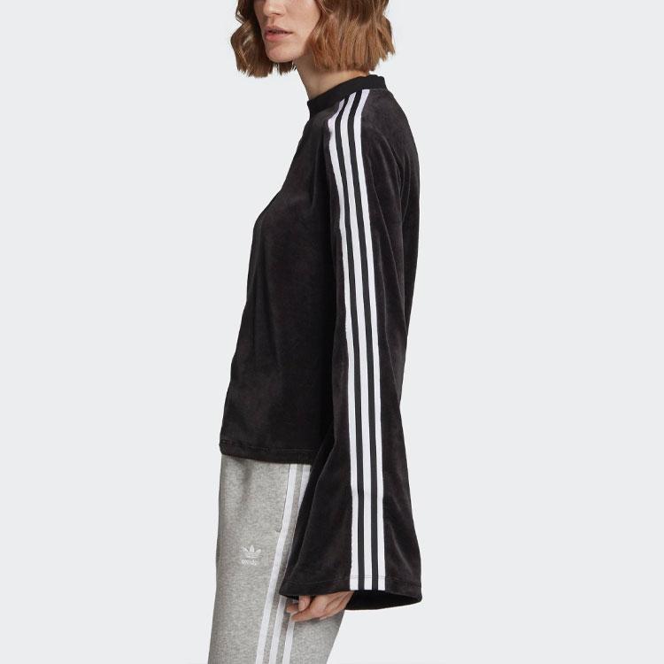 Adidas Originals Velvet Sweater Sports Short Round Neck Pullover Women Sweater Black ED4752