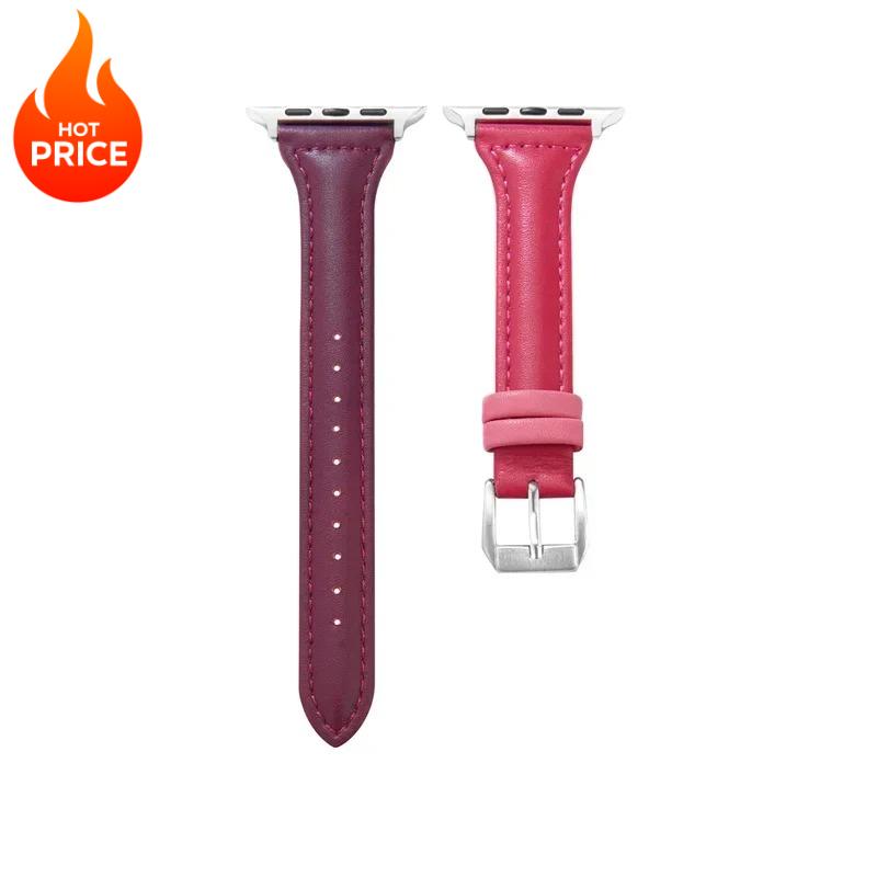 Slim Leather Strap For Apple Watch Band 44mm 40mm 41mm 45mm 44mm Bracelet For Iwatch Series 10-11 46mm 42mm Band Ultra 2-3 49mm