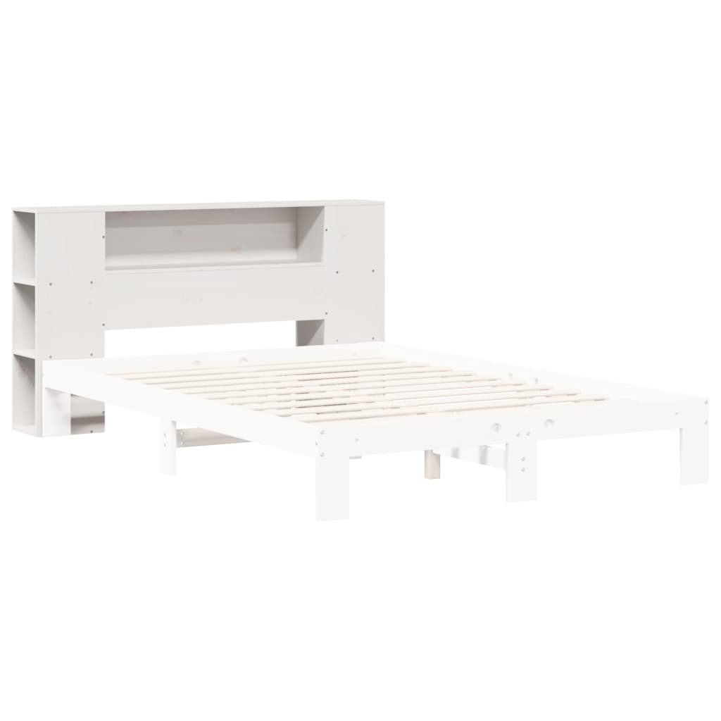 Vidaxl Wezgłowie Do Łóżka, Z Półkami, Białe, 160 Cm, Drewno Sosnowe