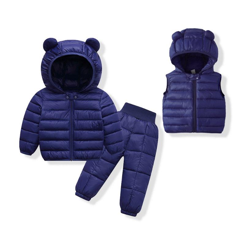 Autumn and Winter Kids Pants Children's Down Jackets for Boys and Girls New Cotton-padded Suit Kids Cotton-padded Coat Coat Top 3 Sets