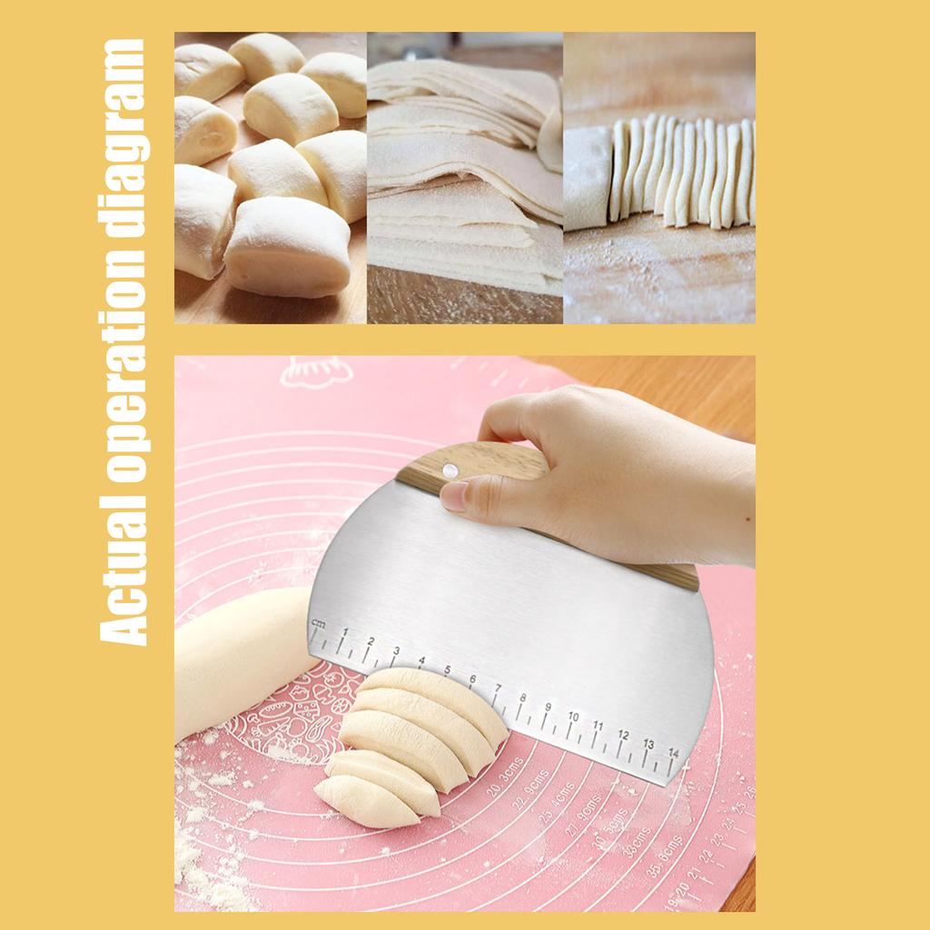 Stainless Steel Flour Dough Scraper Anti-Wear Material with Measuring Scale Design Suitable for Cake Pizza Bread