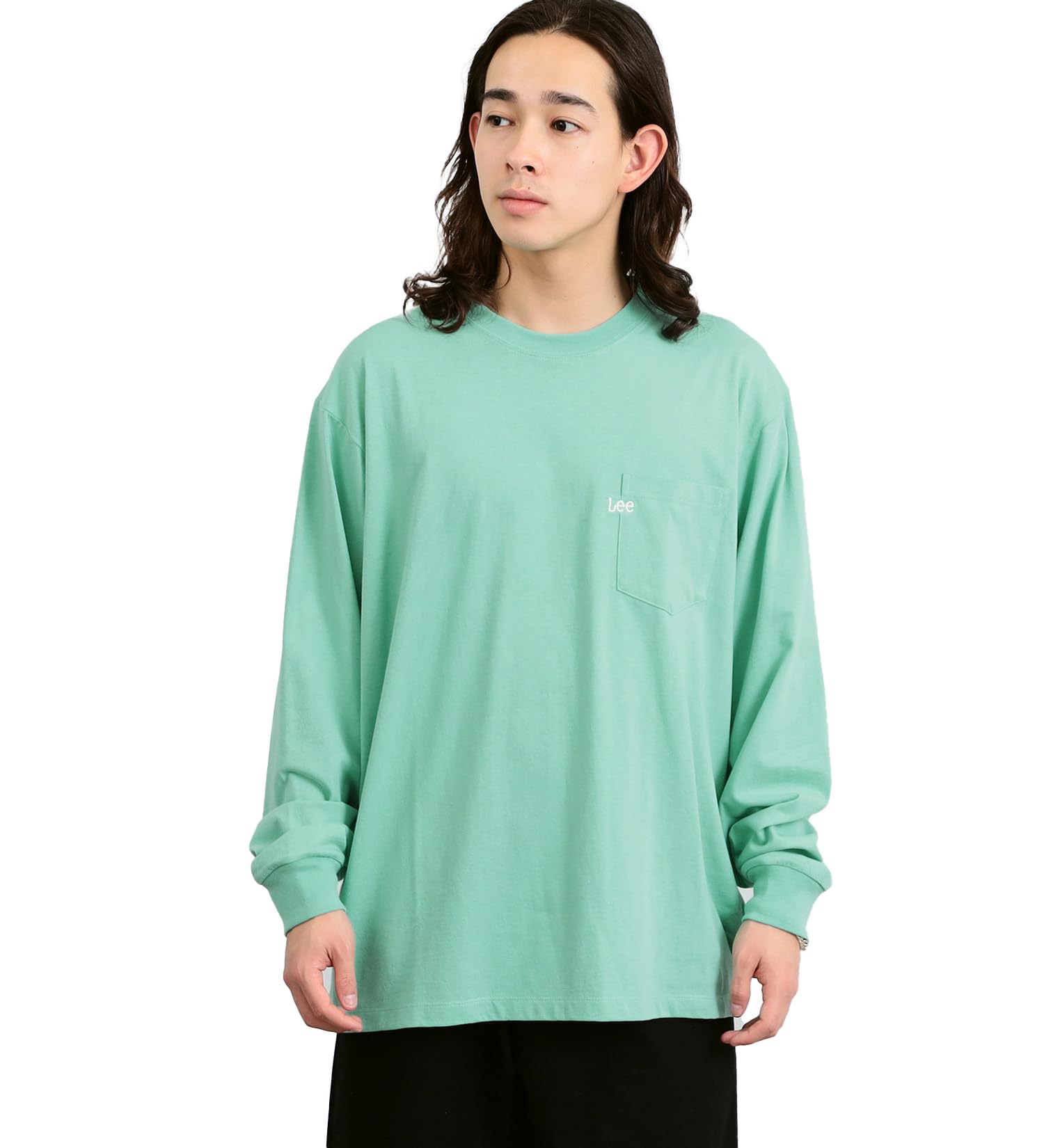 

Lee Embroidered Pocket Long Mint Size S Men s T-Shirt, Sleeve, Green,