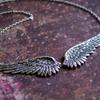 Vintage Silver Color Angel Wings Feather Choker Big Pendant Link Chains Necklaces For Women Jewelry Wedding Tribal Gifts