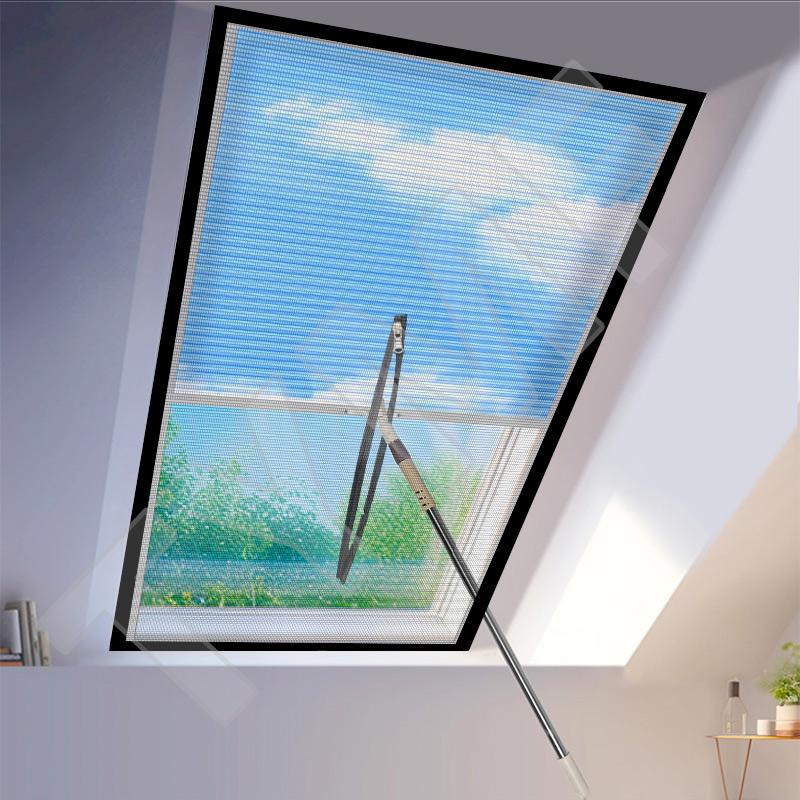 Neues Fenster-Fliegengitter mit Reißverschluss und unsichtbarem Fiberglas - Individuell anpassbare Größe Schwarzes Netz Sommer Schutz vor Mücken und Fliegen