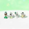 New Ins Cute Cartoon Princess Earrings Set For Women Girl Fashion Vintage Colorful Zircon Stud Earring Jewelry Gift