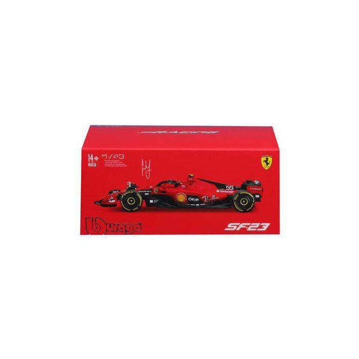 Véhicule Bburago 1/43 Ferrari SF 2023 Formule 1 avec casque Sainz