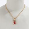 Joolim Jewelry 18k Pvd Gold Plated Luxury Vintage Blue Emerald Clear Pink Purple Zirconia Rectangle  Stainless Steel Pendant  Ne
