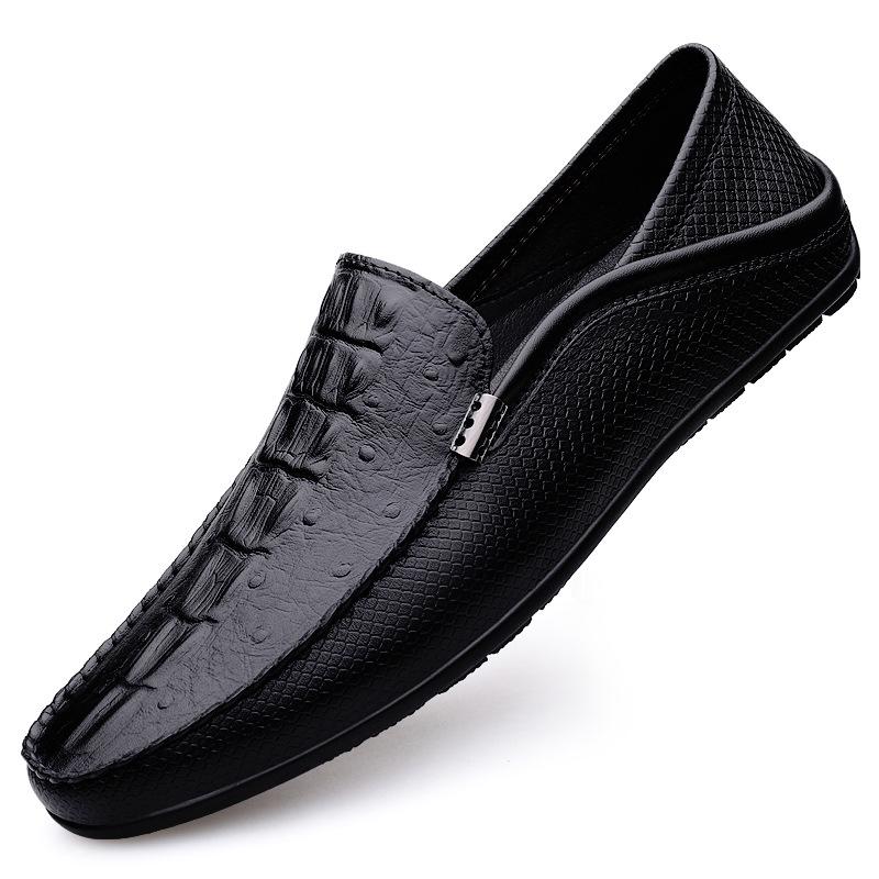 Bean Bean Men s Fashion Leather Driving Shoes - Soft Cowhide, Breathable, Casual Loafers 40