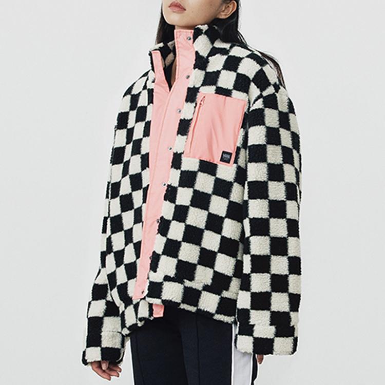 Vans Fleece Jacket With Checkerboard Pattern Men Outerwear Black White VN0A53LO705
