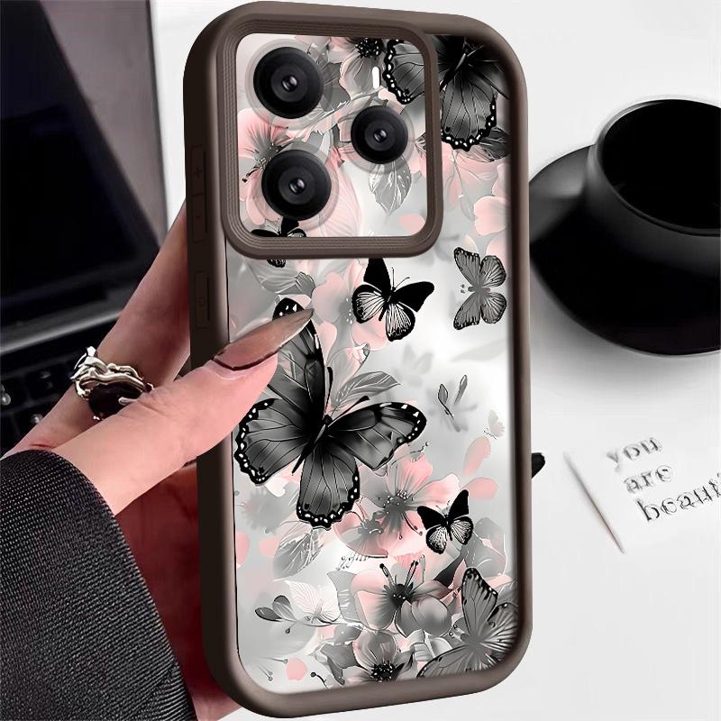 Black Butterfly Pattern TPU Phone Case For Xiaomi 14T Pro 13T Pro Shockproof Soft Silicone Back Cover Fundas For Xiaomi 14T 13T