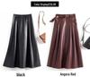 Women's Haining Lambskin A-Line Midi Skirt - High-Waisted, Slim Fit with Large Hem, Elegant Design