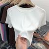 Women's Slim Fit Crew Neck T-shirt Summer New Modal Stretch Short Sleeve Top Solid Color Basic Tee
