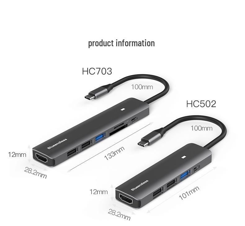USB-C Hub: 4K HDMI, USB 3.0, Card Reader, Dock for Laptop/Tablet