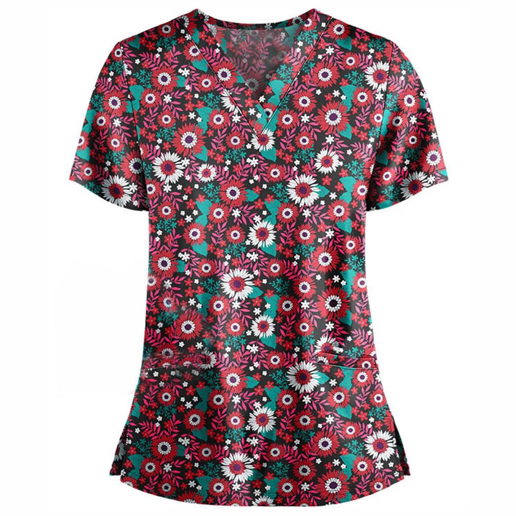 Women Short Sleeve V-neck Tops Working  Blouse