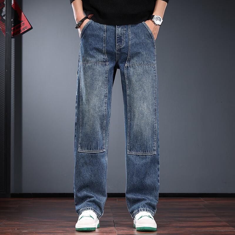Мужские винтажные выстиранные свободные прямые джинсы 29