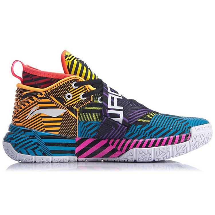 Li Ning All City 7 Shock Absorbing Non-Slip Wear-Resistant Mid-Top Basketball Shoes Men Basketball Shoes Yellow Blue ABAP099-1