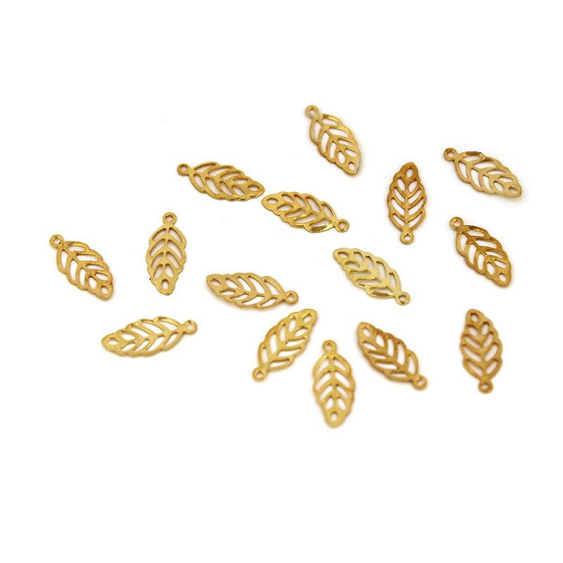 50-30Pcs Stainless Steel Tree Leaf Charms Leaves/Love Heart/Shell Pendant for Earrings Bracelet DIY Jewelry Making Accessories