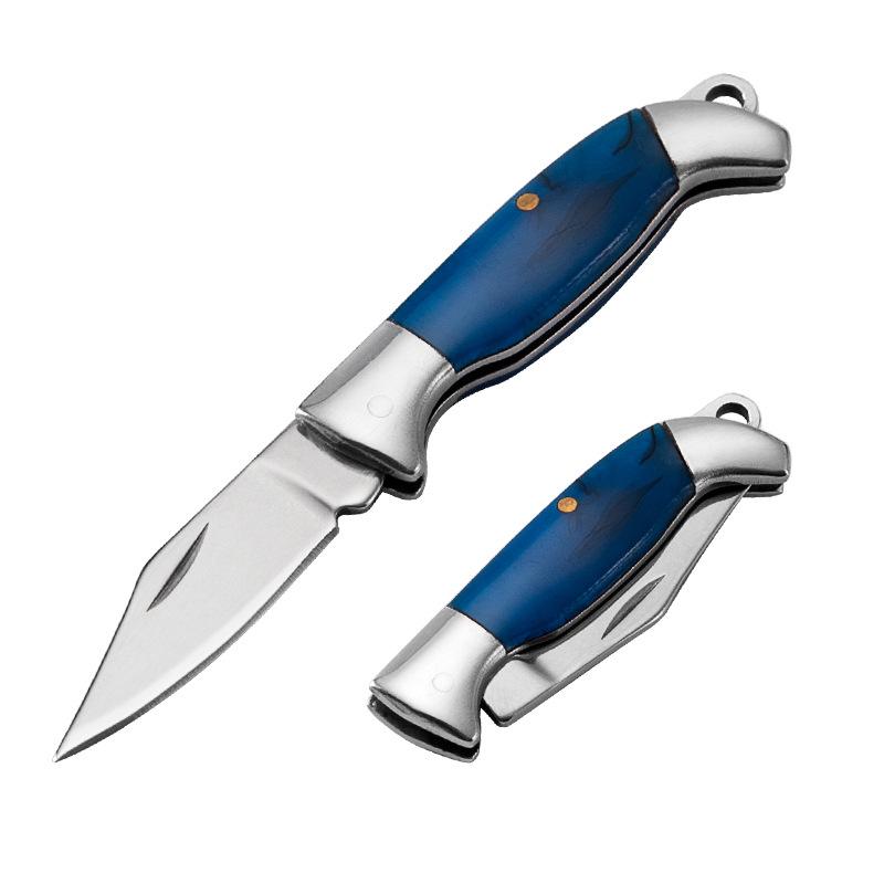 7.2cm Shell Brass Steel Folding Knife Pocket Keychain Portable Resin Steel Knives Survival EDC Tool Cutter Peeler Hunting Gift
