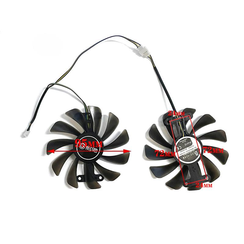 2 Stück GFM10012H12SPA 95MM 4-Pin GTX1070 1080 Lüfter für GALAXY GTX 1070 1070TI 1080 EXOC SNPR WEISS Grafikkarten-Kühllüfter