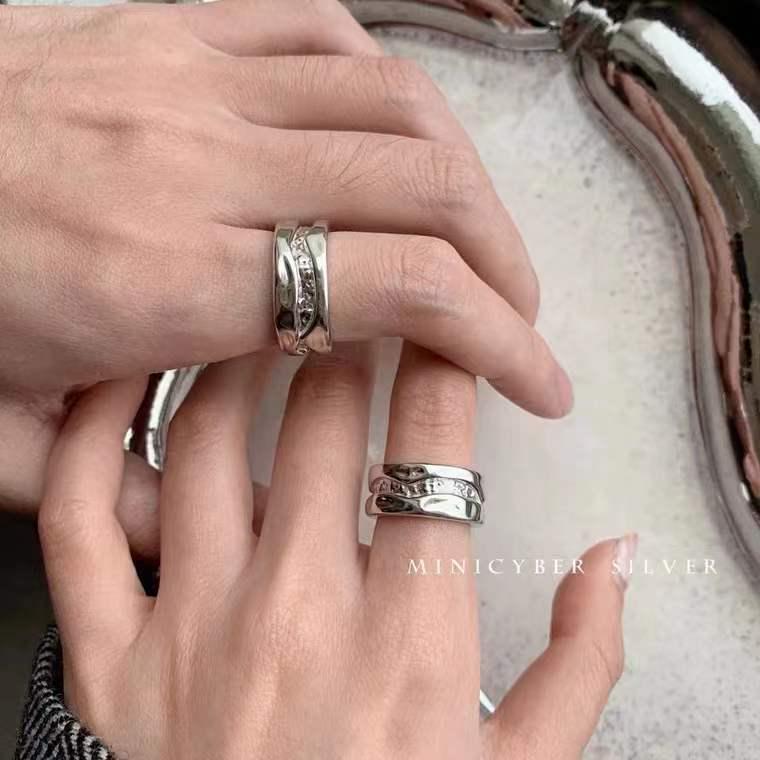 Korean Croissant Open Pig Nose Adjustable Double-Layer Ring for Women