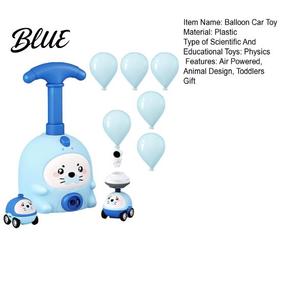 Balloon Car Toy Animal Air-Powered with Pump Cartoon Pig Duck Inflator Seal Launcher Educational Toddlers Boys Girls Vehicle