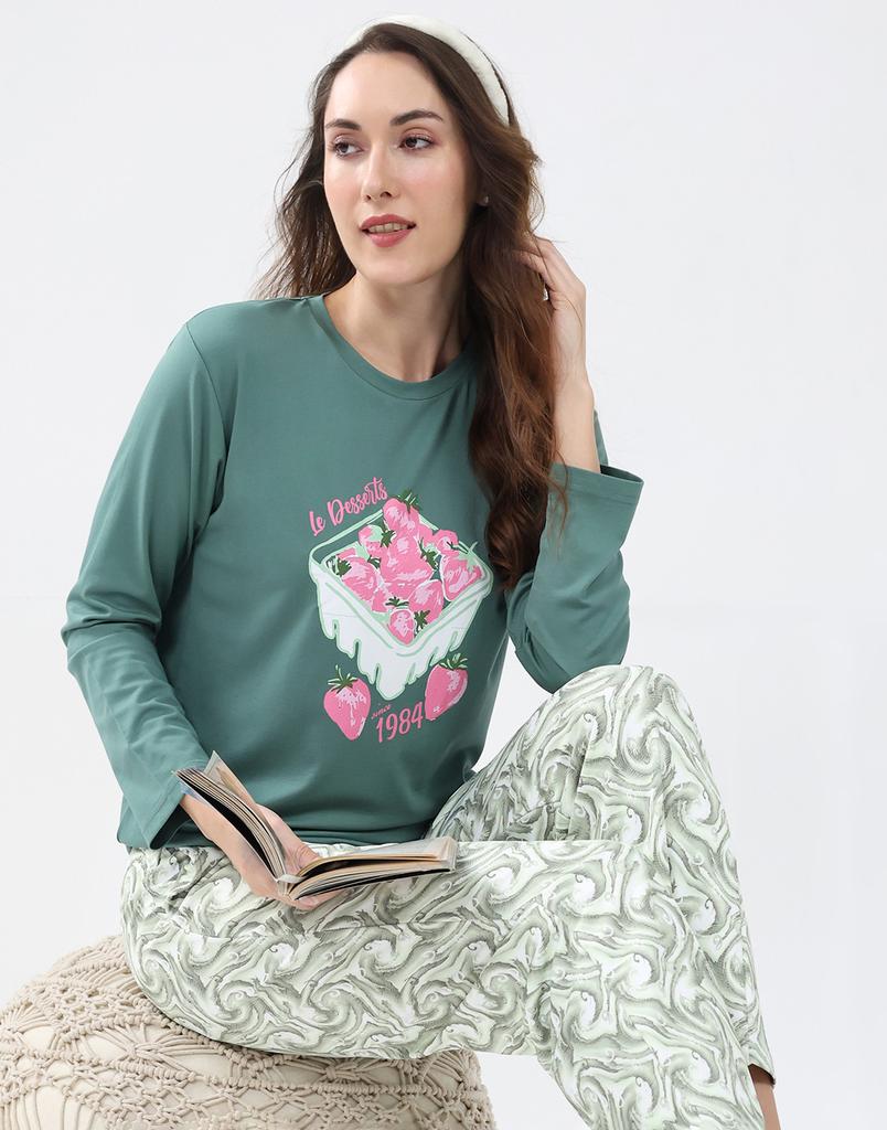 MONTE CARLO Women's Round Neck Full Sleeve Lower Set