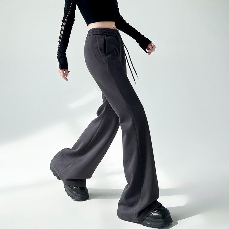 Damen Schwarze High Waist Schlankmachende Micro Flare Hose - 2025 Frühling/Sommer Freizeitsporthose