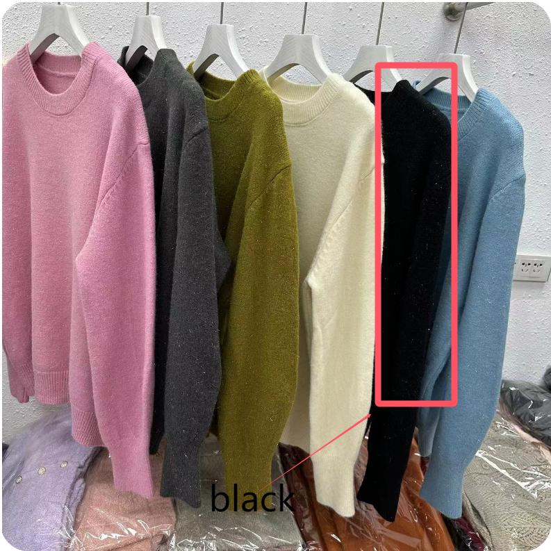 Soft Waxy Fashion All-match Round Neck Long-sleeved Autumn and Winter Sweater Jacket Women's Loose Knitted Bottoming Shirt with Top