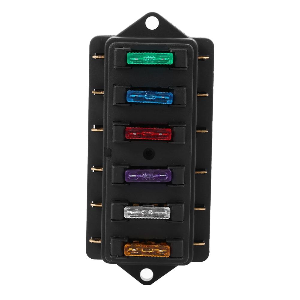 6 Way Circuit Car Boat Auto Blade Fuse Box Block Holder DC 12V 24V
