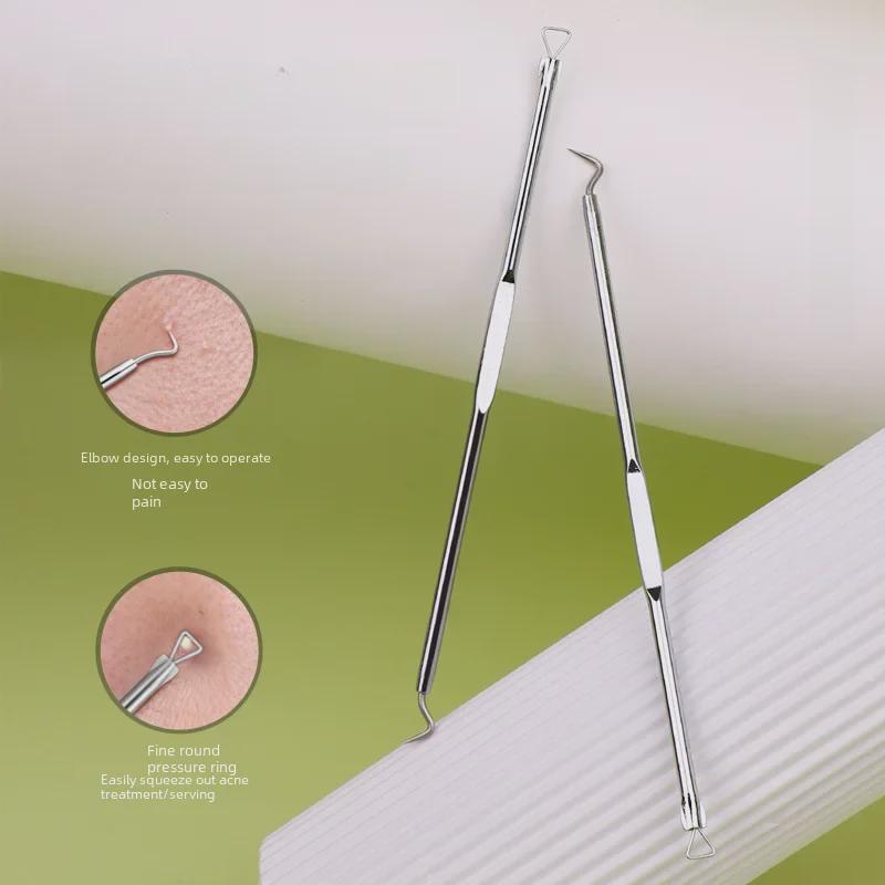 Kaqi Duoduo 3-Piece Stainless Steel Acne Needle Set: Double-Headed Blackhead Remover with Clip (KK843)