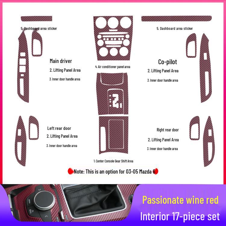 Mazda 6 Mittkonsol Växelspak Film: Dekorationsstickers för interiör (2003-2015)
