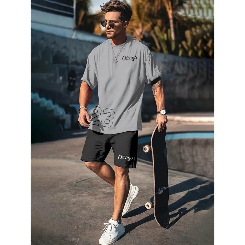 Neues Herren 3D-gedrucktes T-Shirt Set Harajuku Mode T-Shirt Kurzarm + Shorts Zwei Sets Übergröße Freizeit Sportanzug