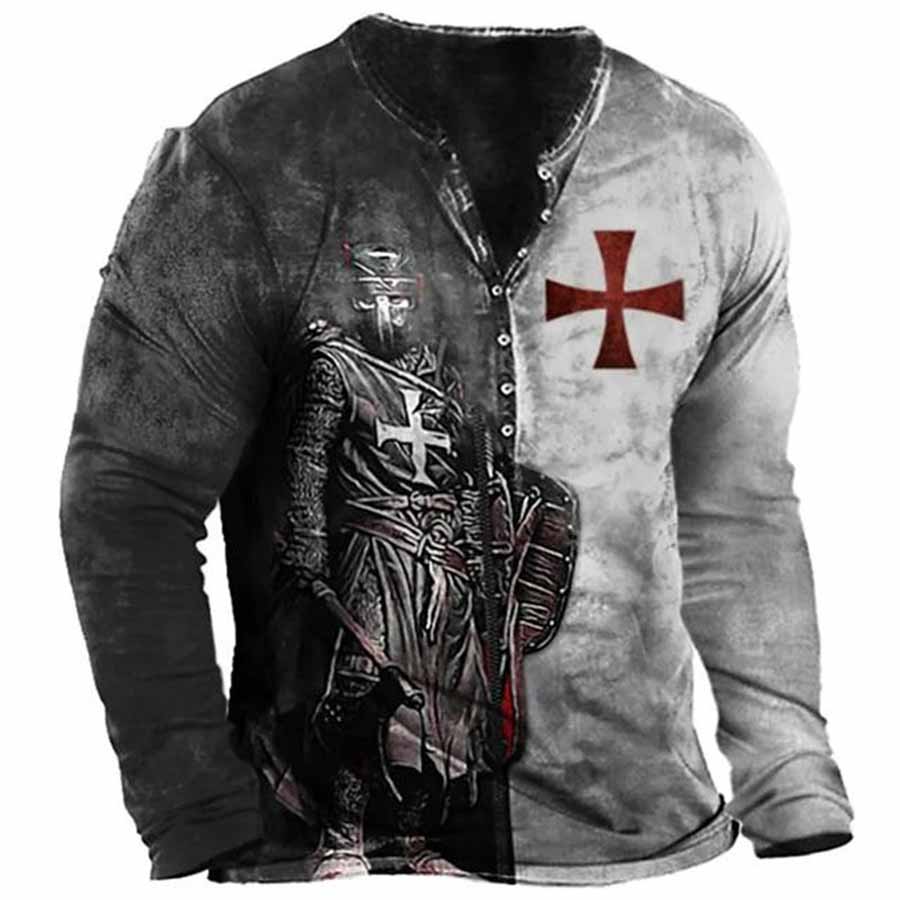 Høst Ny Herreklær 3D Digitaltrykk T-skjorte Herre Sport Mote Knapp T-skjorte